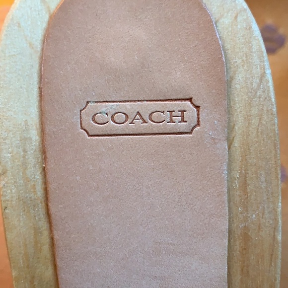 COACH CANVAS WOODEN CLOG SANDALS - Picture 6 of 7